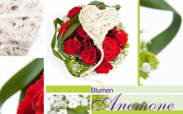 Blumengesteck mit roten Rosen bei Blumen Anemone